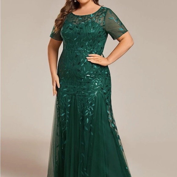 Ever Pretty Dresses & Skirts - Ever Pretty Dark Green Ivy Floral Sequin Mermaid Tulle Evening Dress Size 18